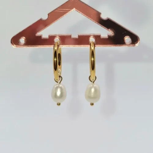 pendientes aro con perla colgante