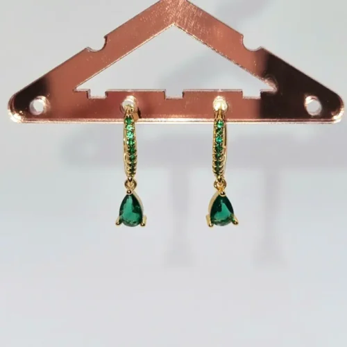 pendientes aro gota verde