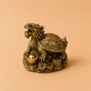 Amuleto de la abundancia Feng Shui dorado con monedas chinas