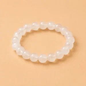 Pulsera de cuarzo blanco con cuentas de piedra natural